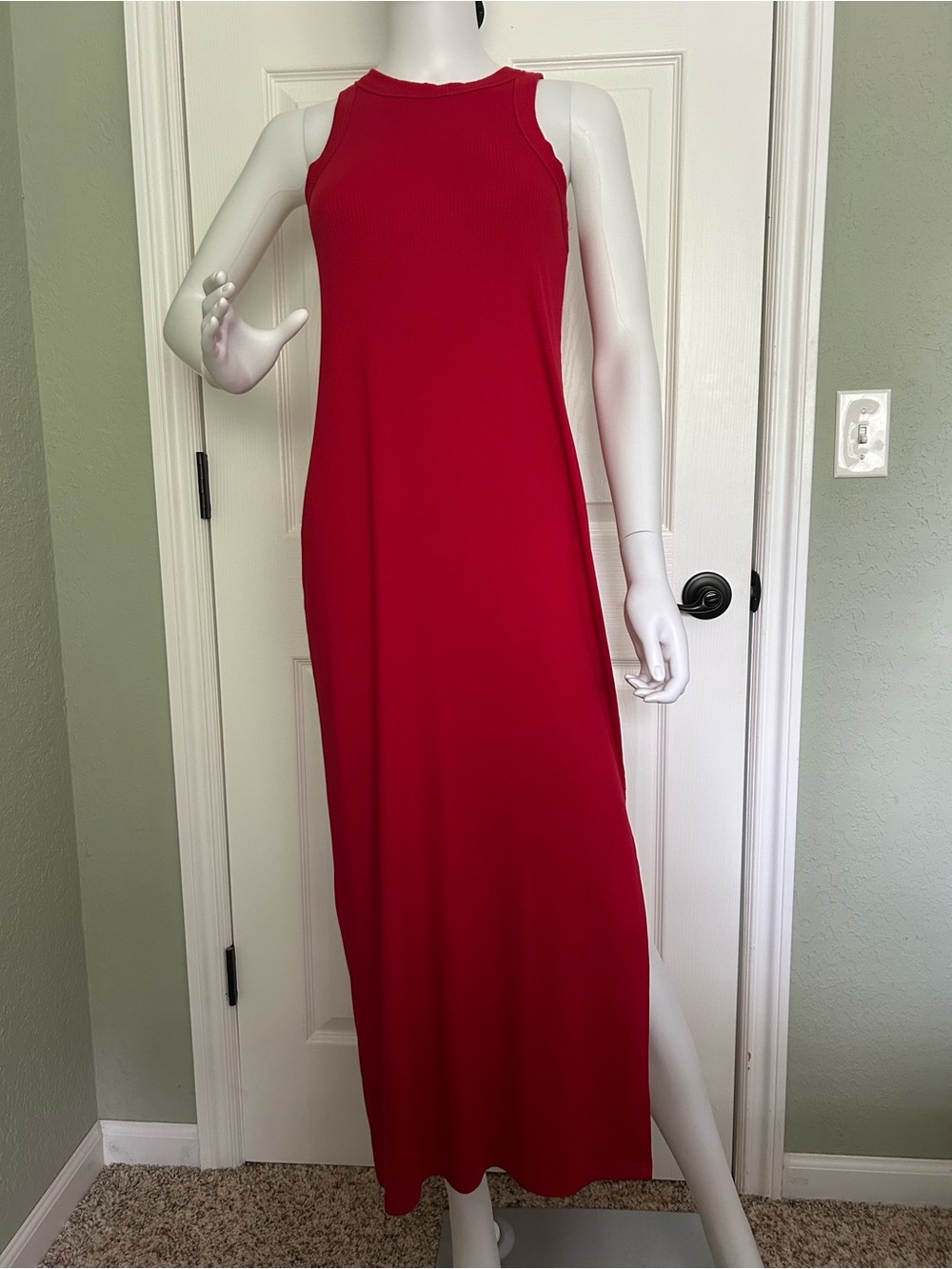 LOFT Red Sleeveless Maxi Dress